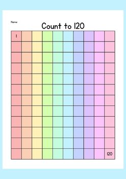Red Colorful Rainbow Count 1 to 120 - Fun Math Worksheets for Kids - Image 3
